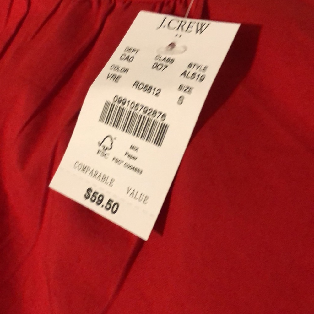 J CREW WOMENS SMALL RED SHORT SLEEVED SHIRT NWT MSRP $59 - Picture 4 of 7